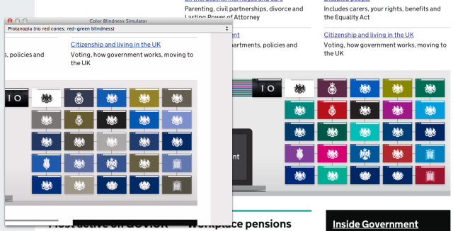 Simulating common types of colour blindness with Sim Daltonism, a OS X-based colour blindness simulator